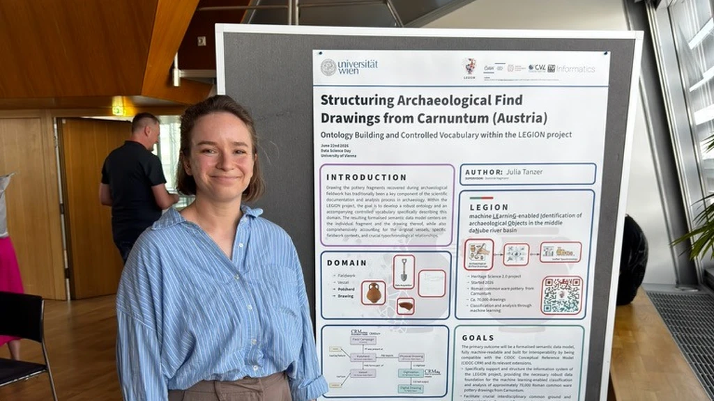 Julia Tanzer presenting her Data Analysis Project at Data Science & AI Day 2026 at the University of Vienna (OeAI / OeAW)