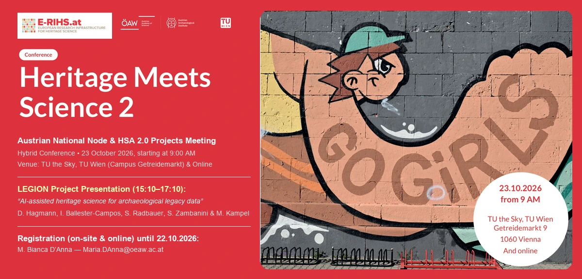 Heritage Meets Science 2 Conference Banner (E-RIHS.at, OeAW, OeAI, TU Wien)